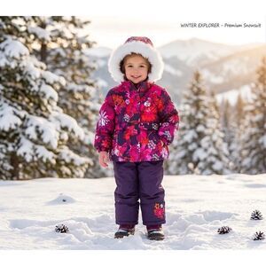 Pacific Trail Jacket Snow Pants Set Baby Girl Sz 9mo Purple Floral Fur Trim Hood